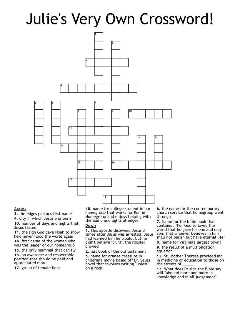 Julie's Very Own Crossword!
