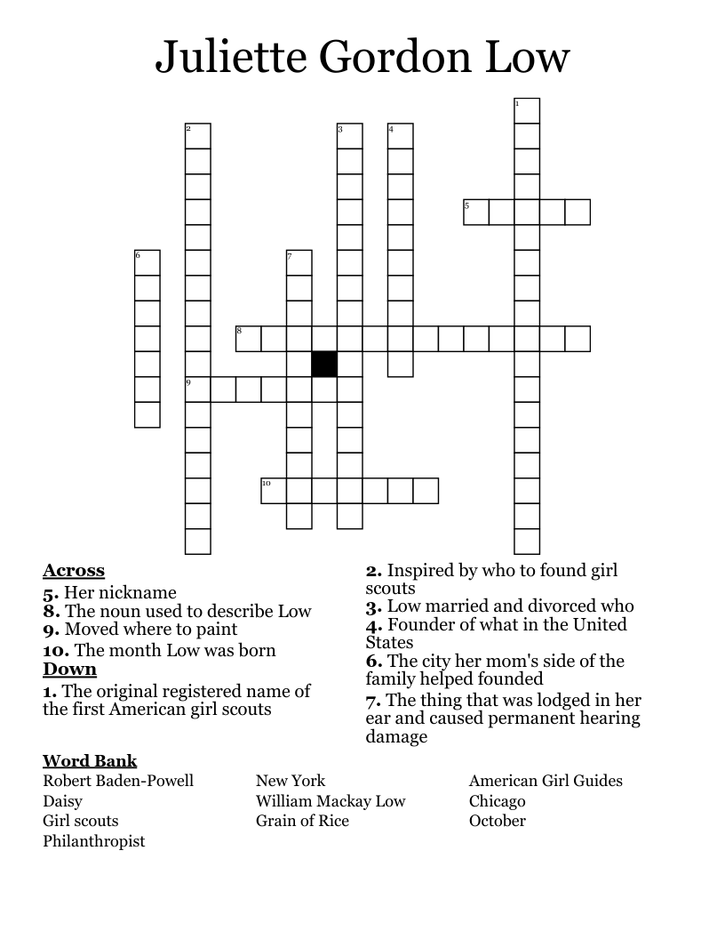 Juliette Gordon Low Crossword