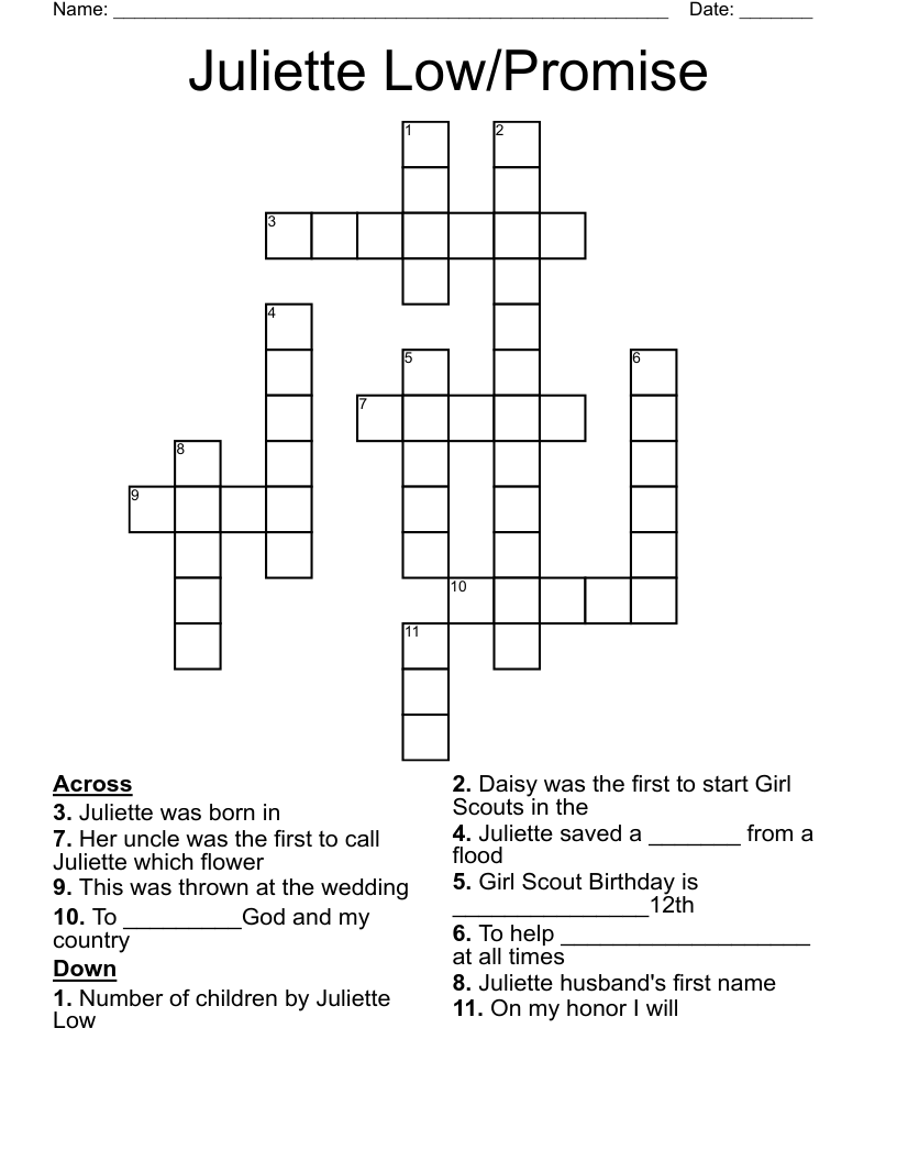 Juliette Low/Promise Crossword