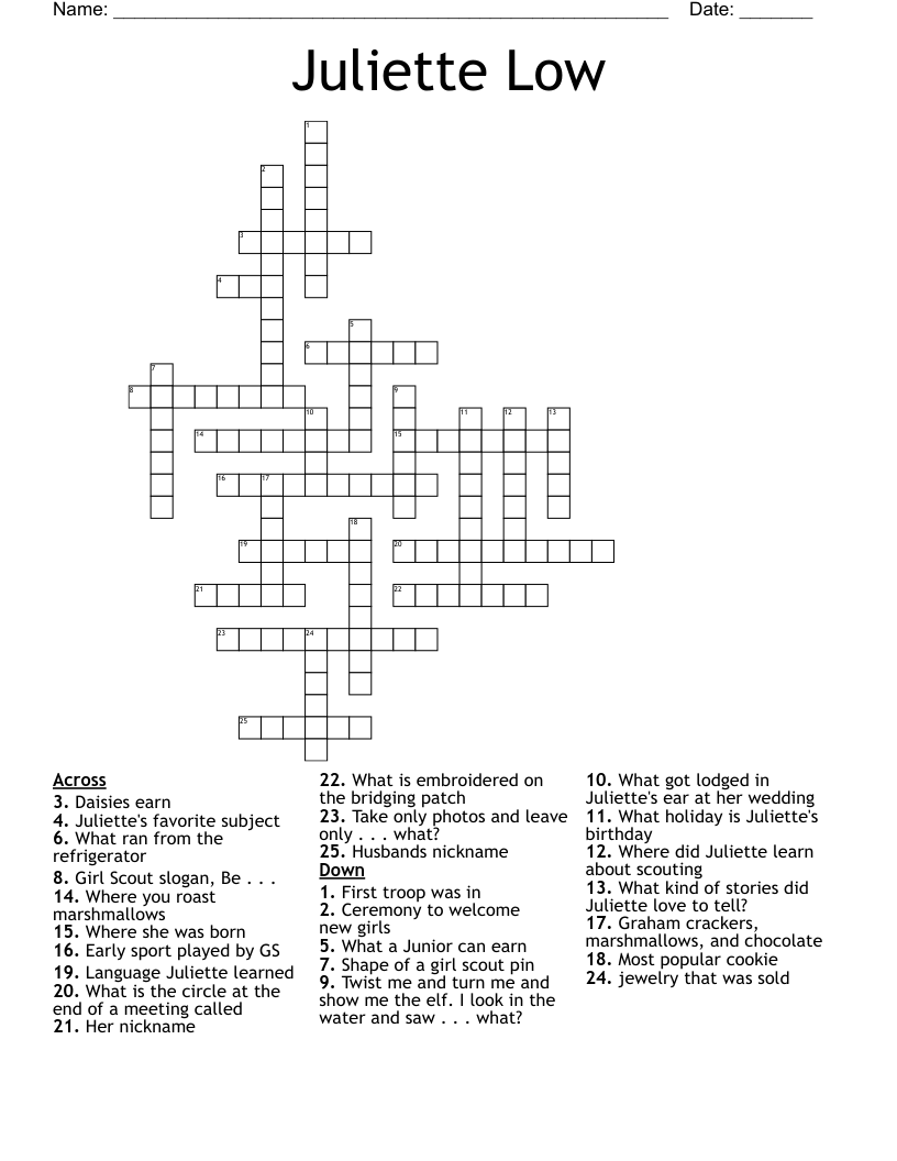 Juliette Low Crossword