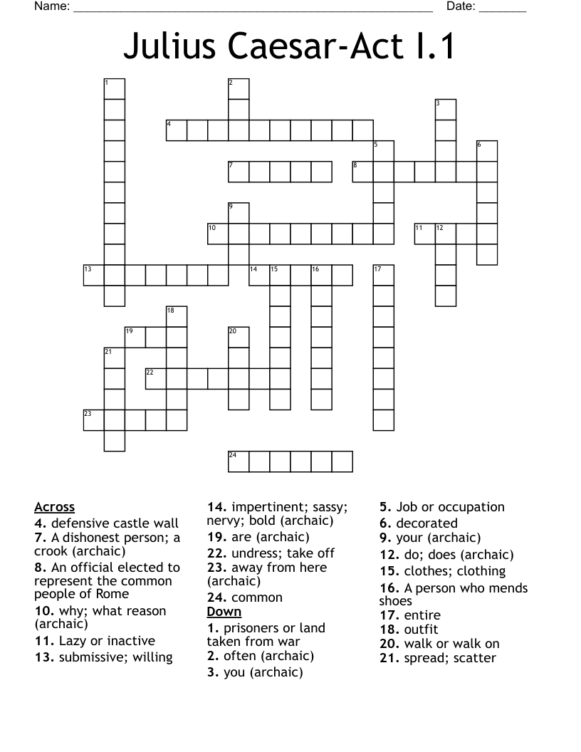 Julius Caesar-Act I.1 Crossword