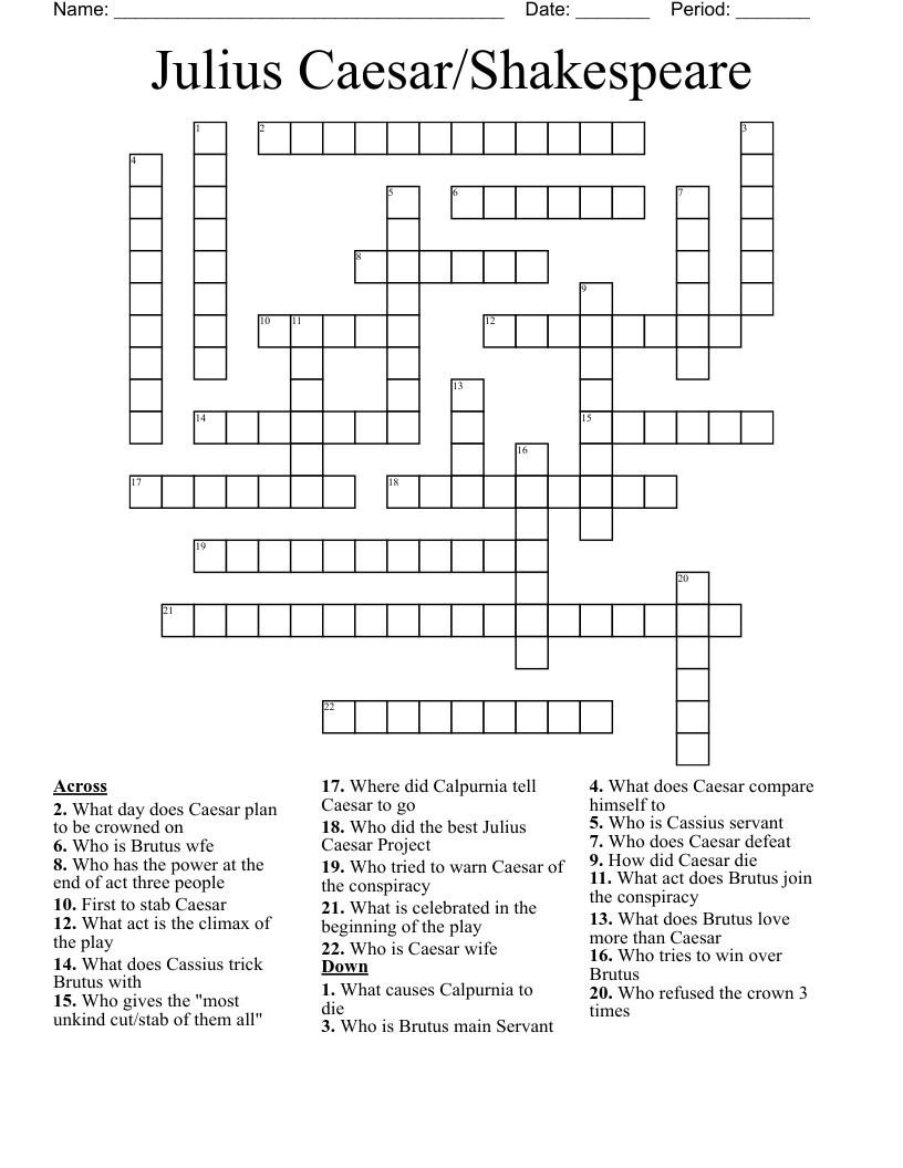 Julius Caesar/Shakespeare Crossword