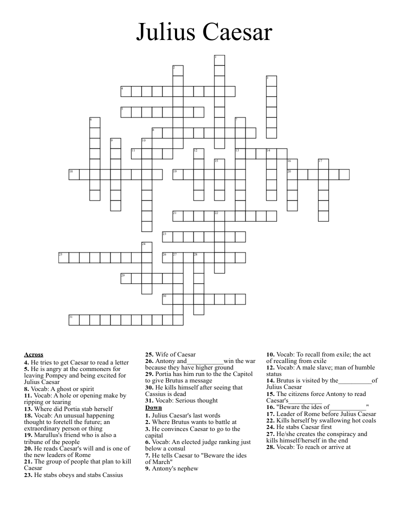 Julius Caesar Crossword