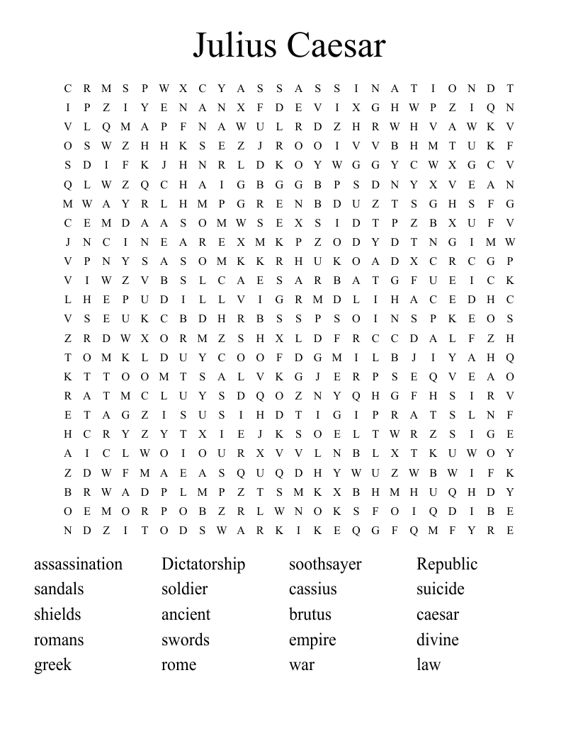 Julius Caesar Word Search