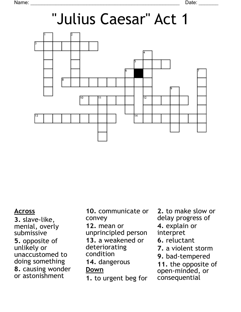 "Julius Caesar" Act 1 Crossword