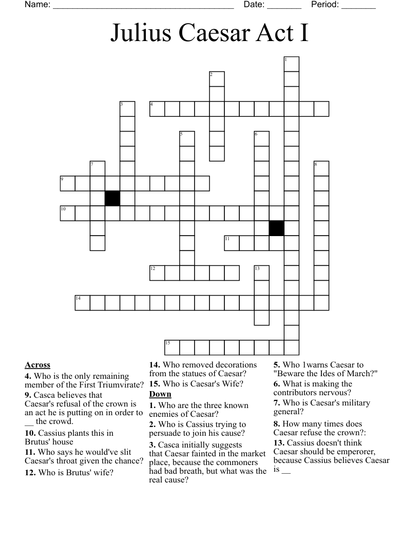 Julius Caesar Act I  Crossword