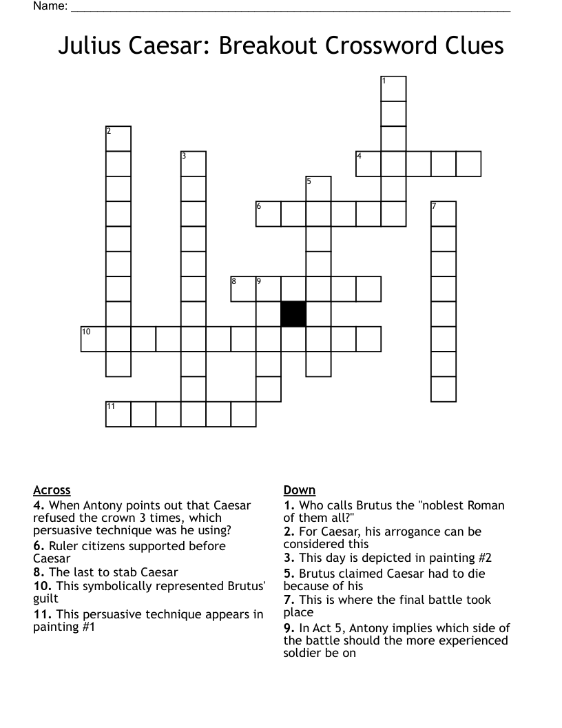 Julius Caesar: Breakout Crossword Clues