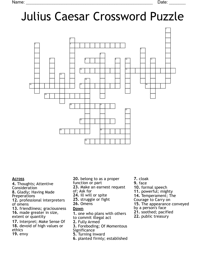 Julius Caesar Crossword Puzzle