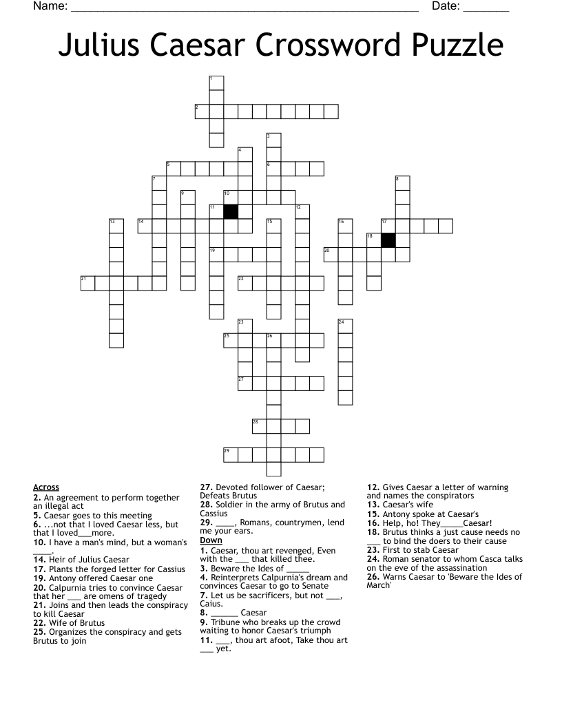 Julius Caesar Crossword Puzzle