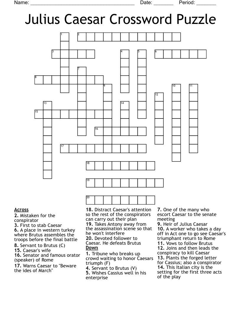 Julius Caesar Crossword Puzzle