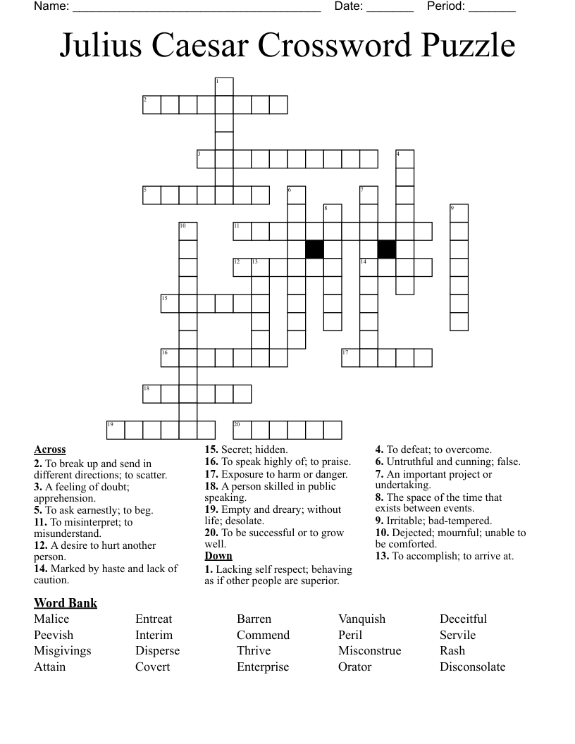 Julius Caesar Crossword Puzzle