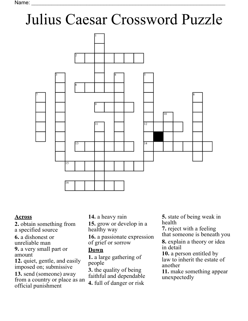Julius Caesar Crossword Puzzle
