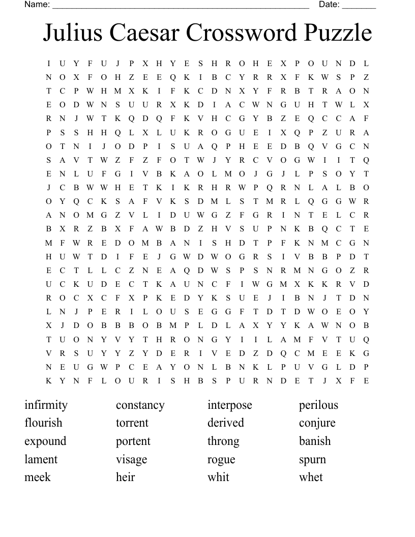 Julius Caesar Crossword Puzzle Word Search