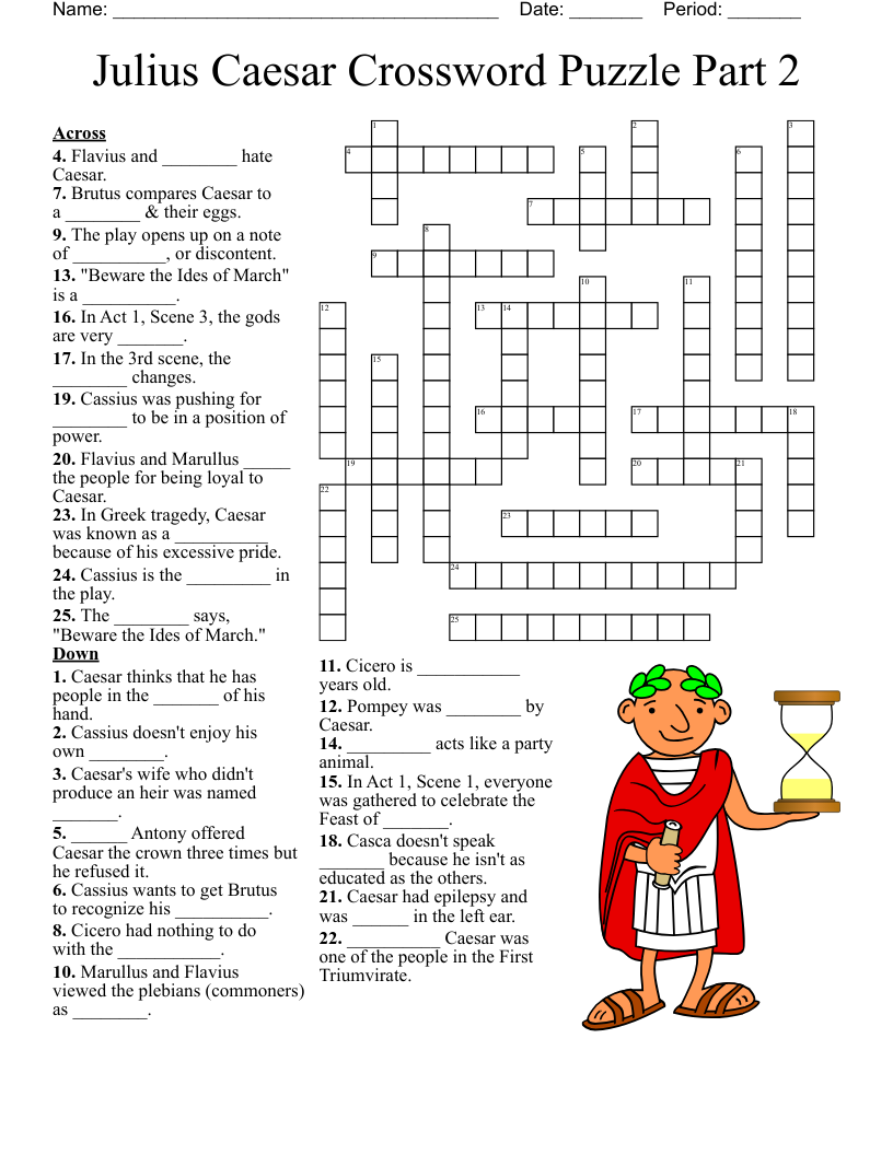 Julius Caesar Crossword Puzzle Part 2