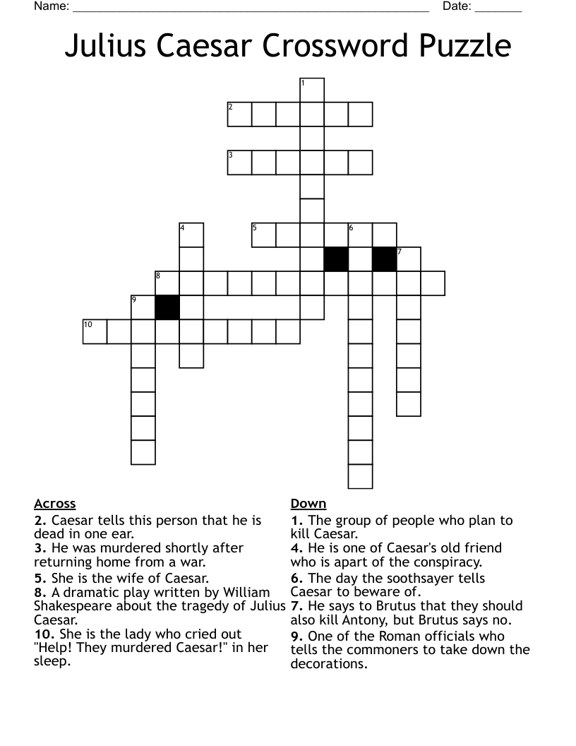 Julius Caesar Crossword Puzzle 