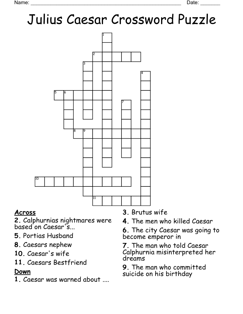 Julius Caesar Crossword Puzzle 