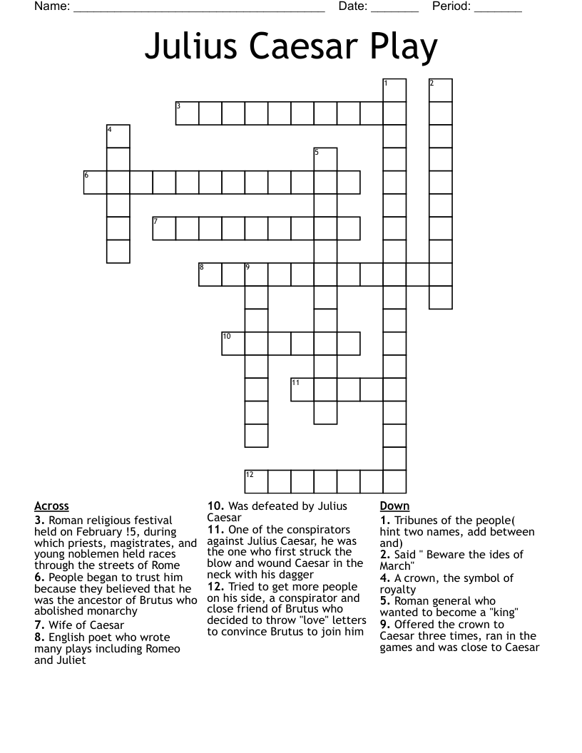 Julius Caesar Play Crossword