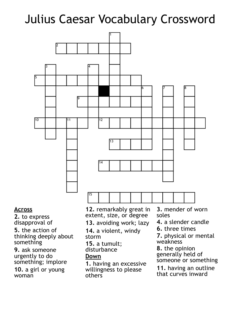 Julius Caesar Vocabulary Crossword