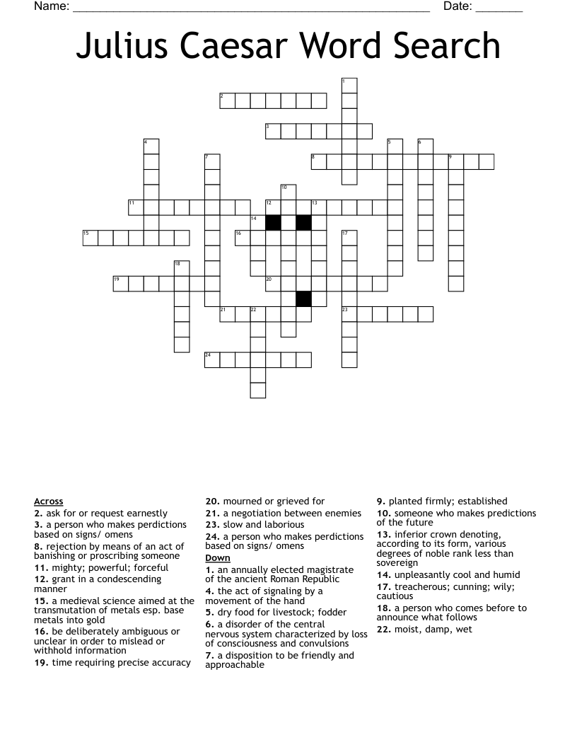 Julius Caesar Word Search Crossword