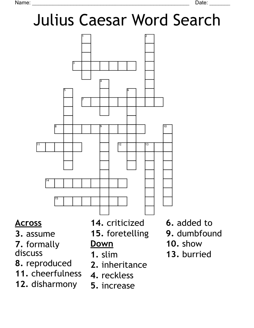 Julius Caesar Word Search  Crossword