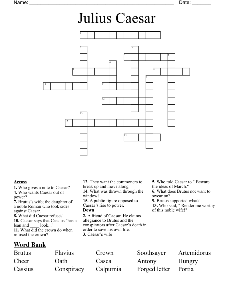 Julius Caesar  Crossword
