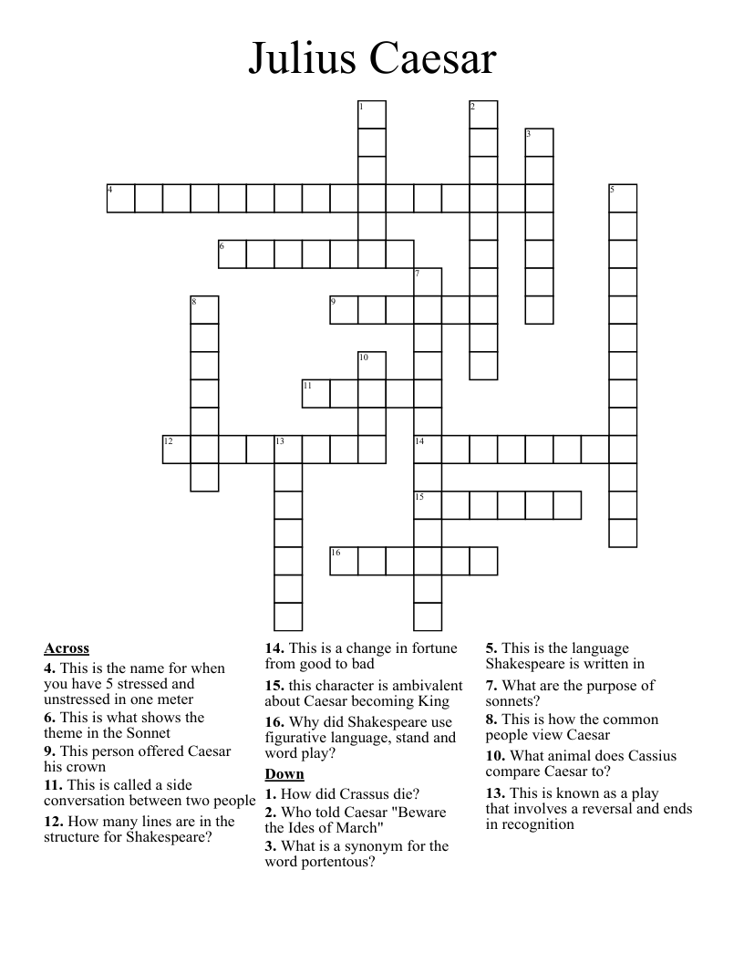 Julius Caesar  Crossword