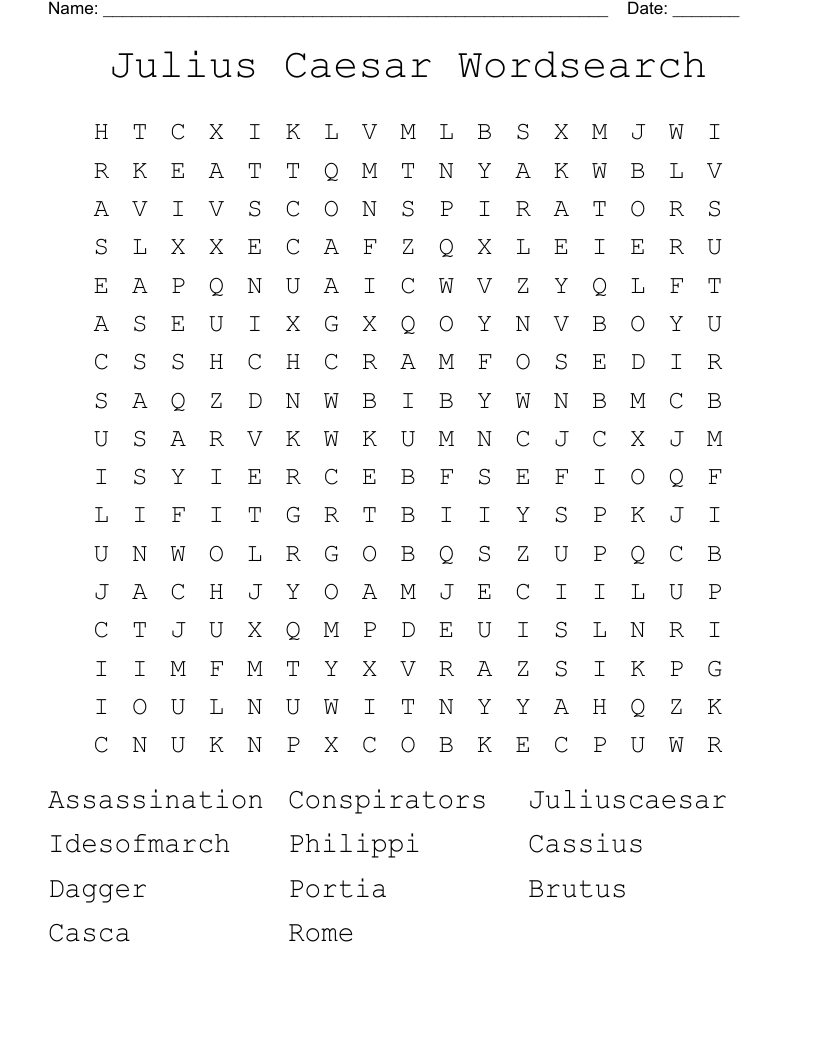 Julius Caesar  Wordsearch 