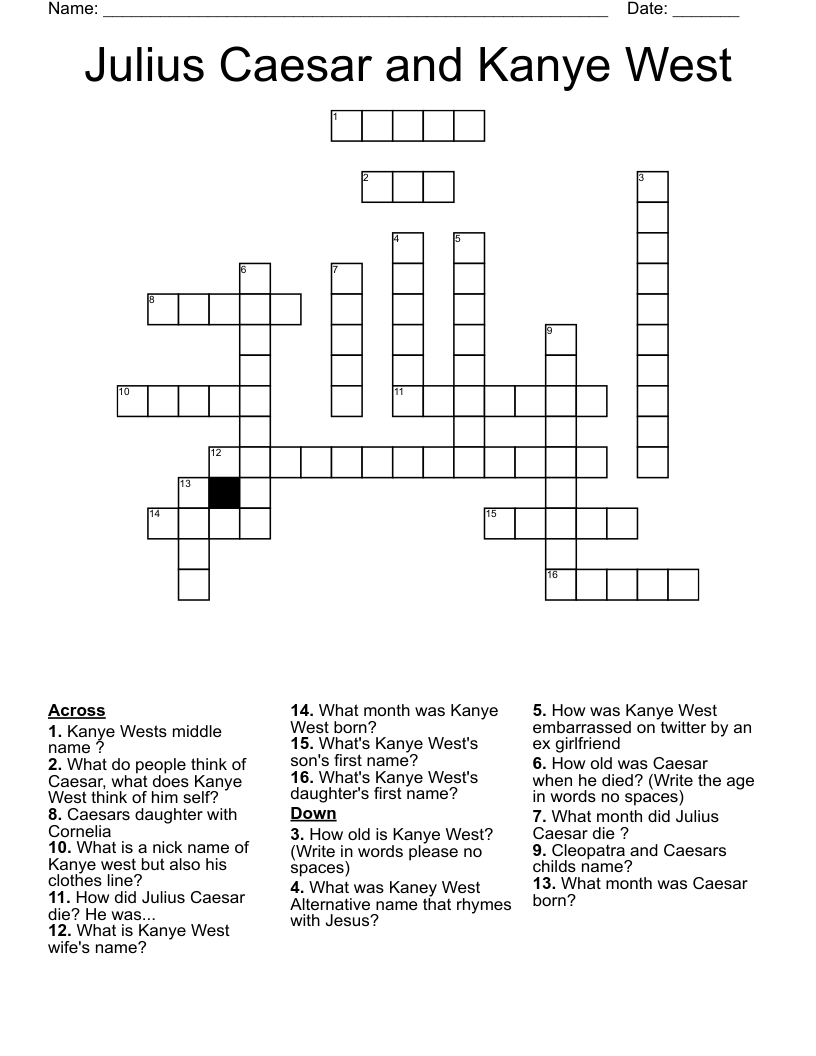 Julius Caesar and Kanye West Crossword