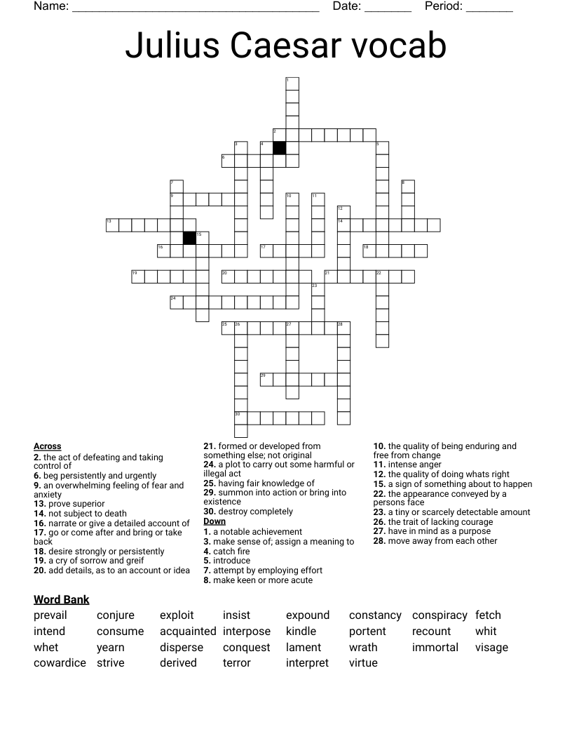 Julius Caesar vocab Crossword