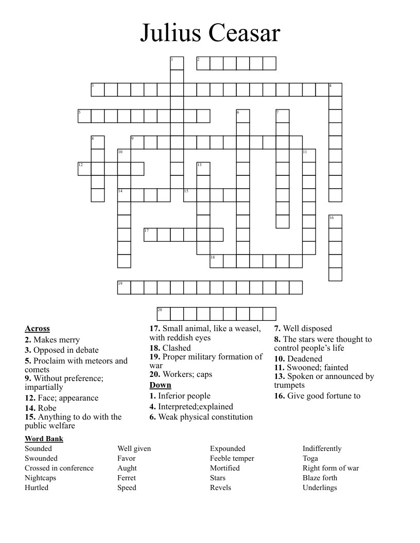 Julius Ceasar Crossword