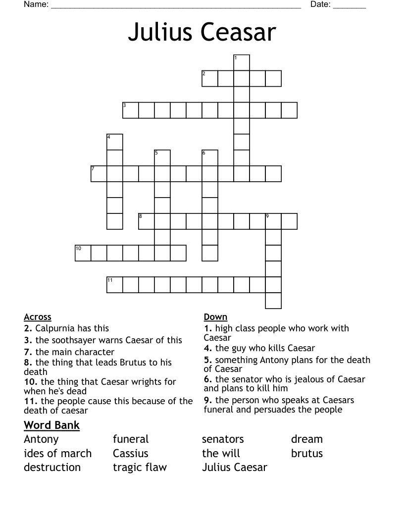 Julius Ceasar Crossword