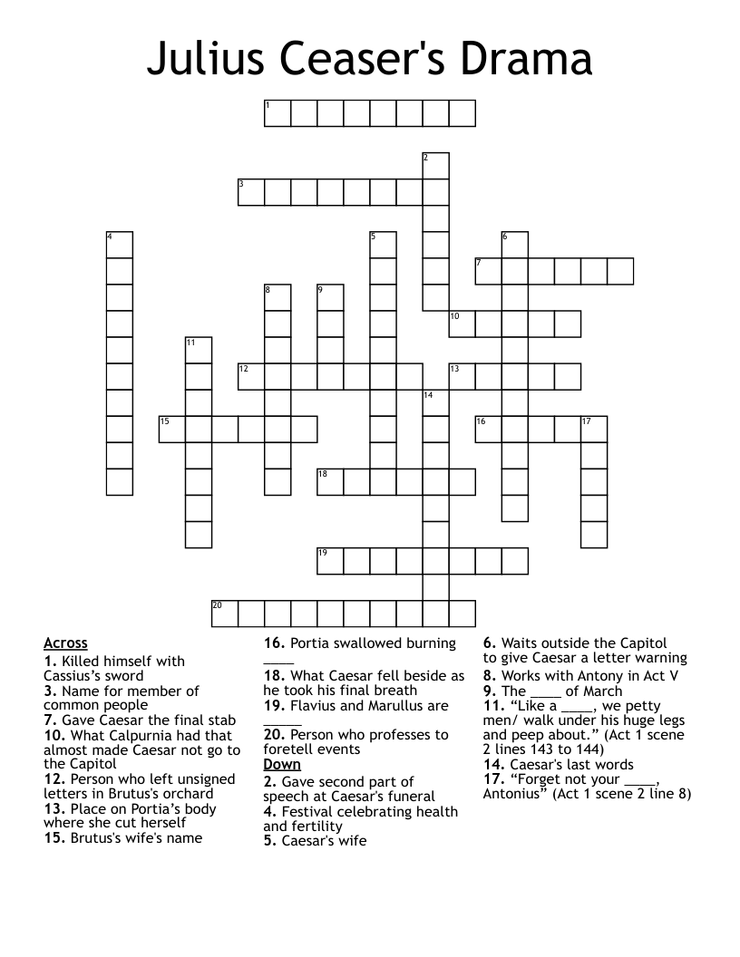 Julius Ceaser's Drama Crossword