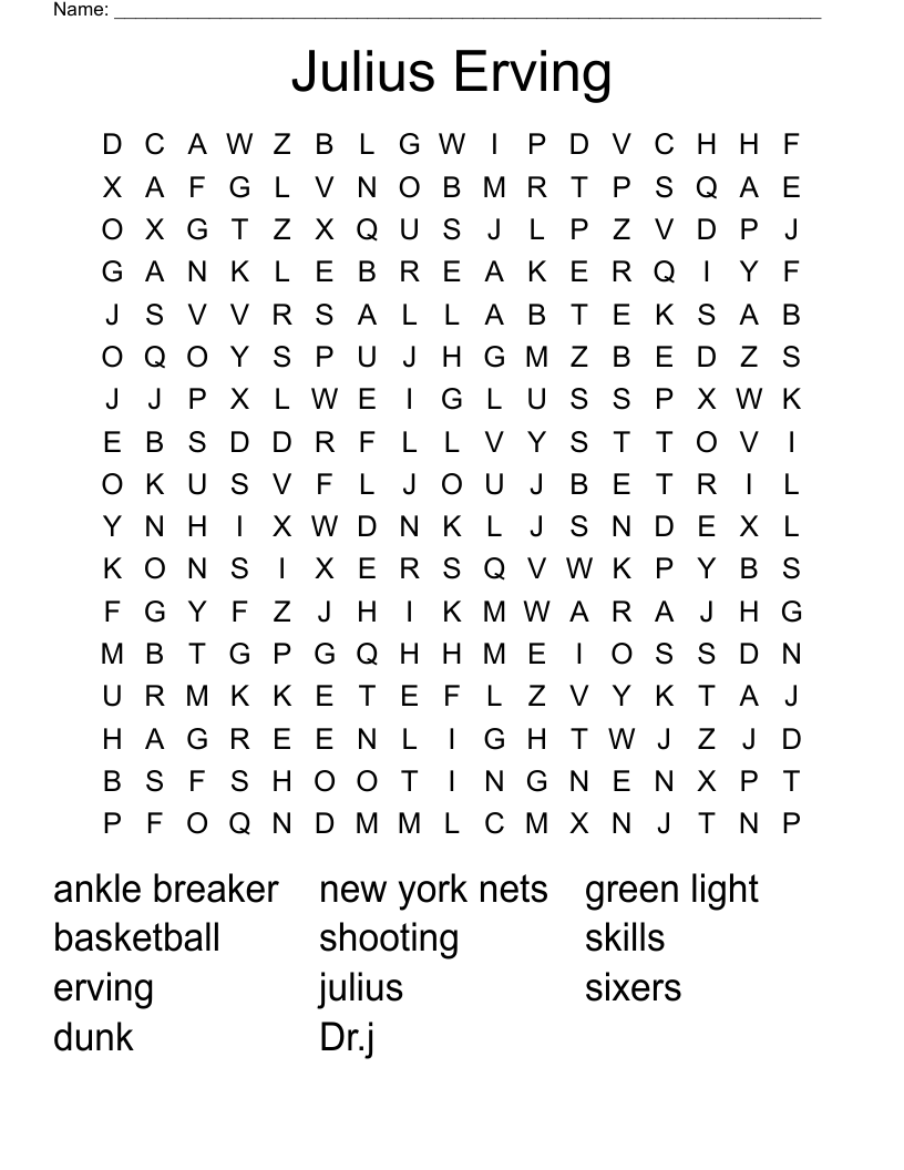 Julius Erving Word Search