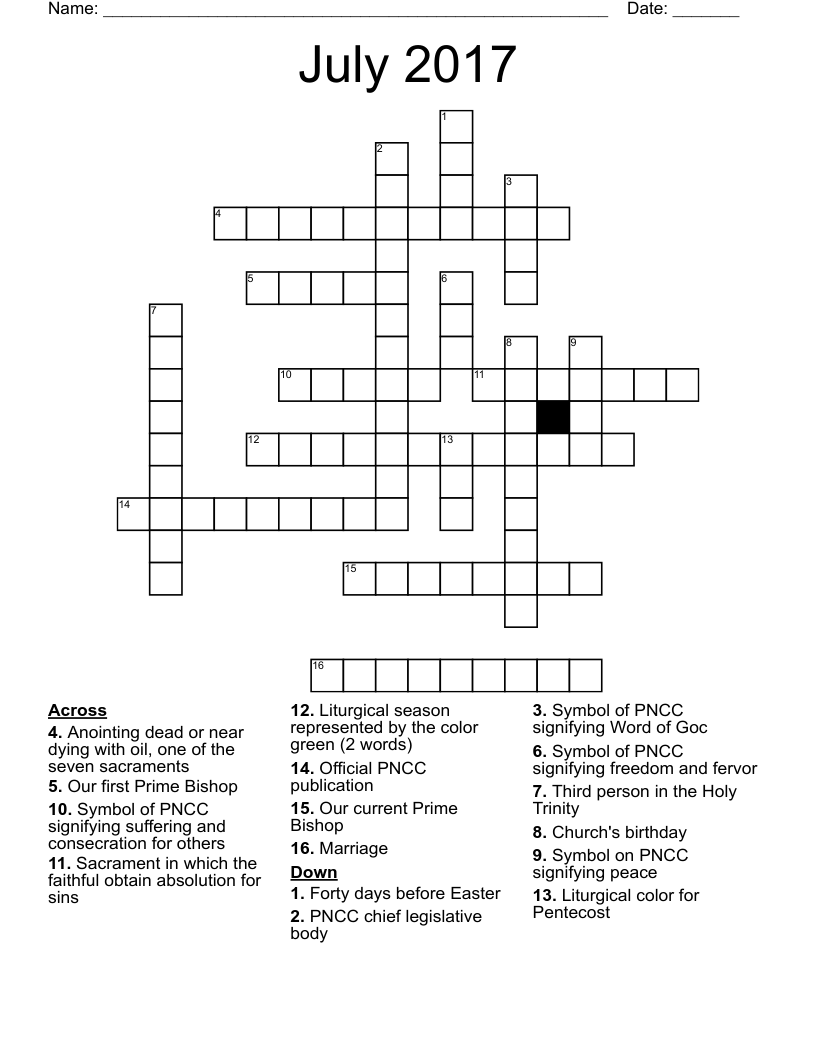 July 2017 Crossword