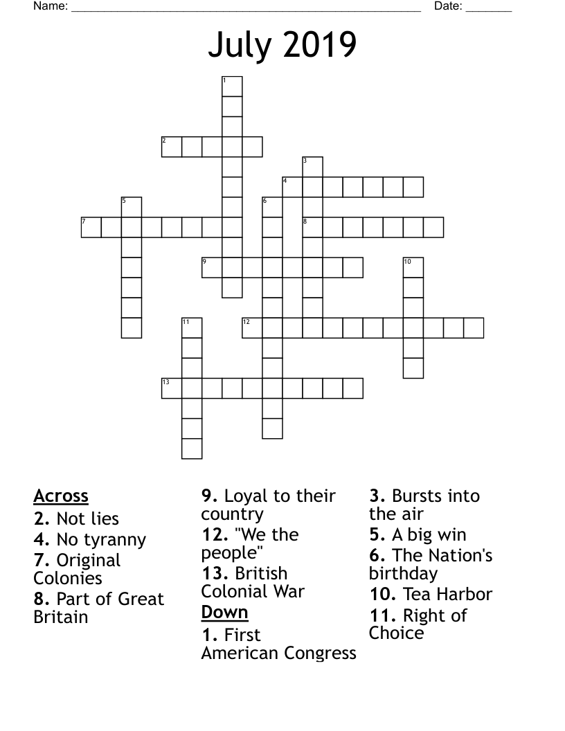 July 2019 Crossword