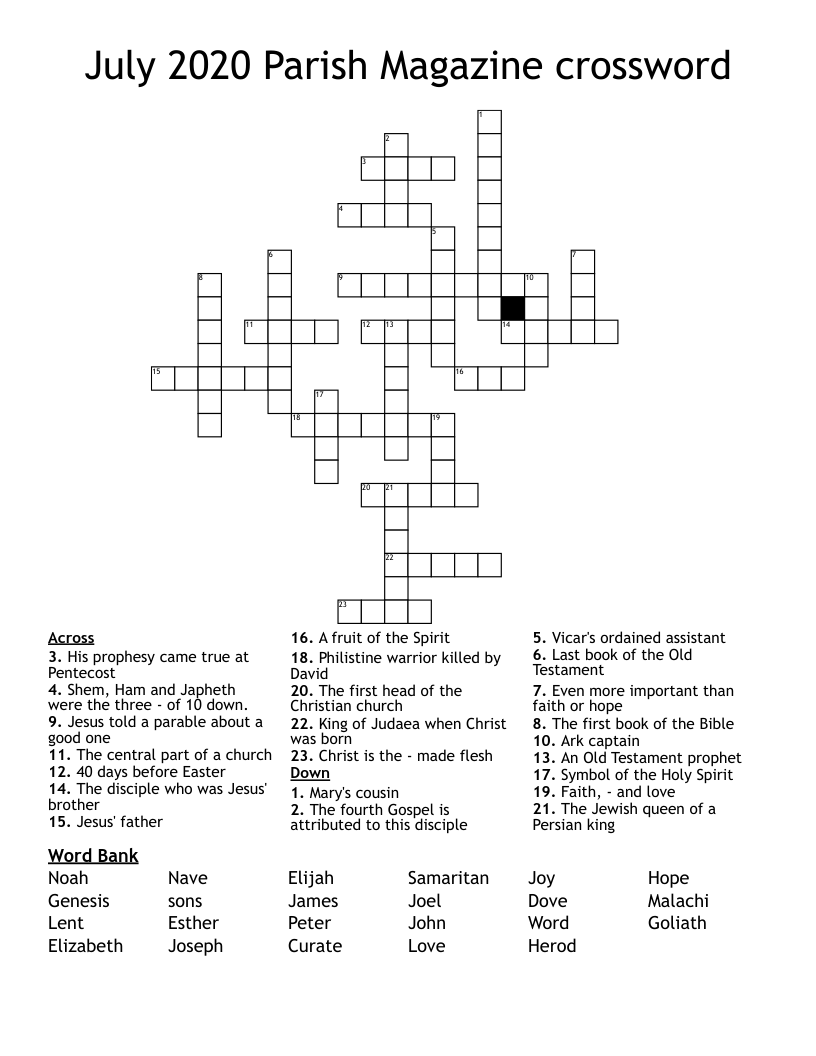 July 2020 Parish Magazine crossword