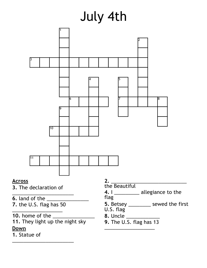July 4th  Crossword
