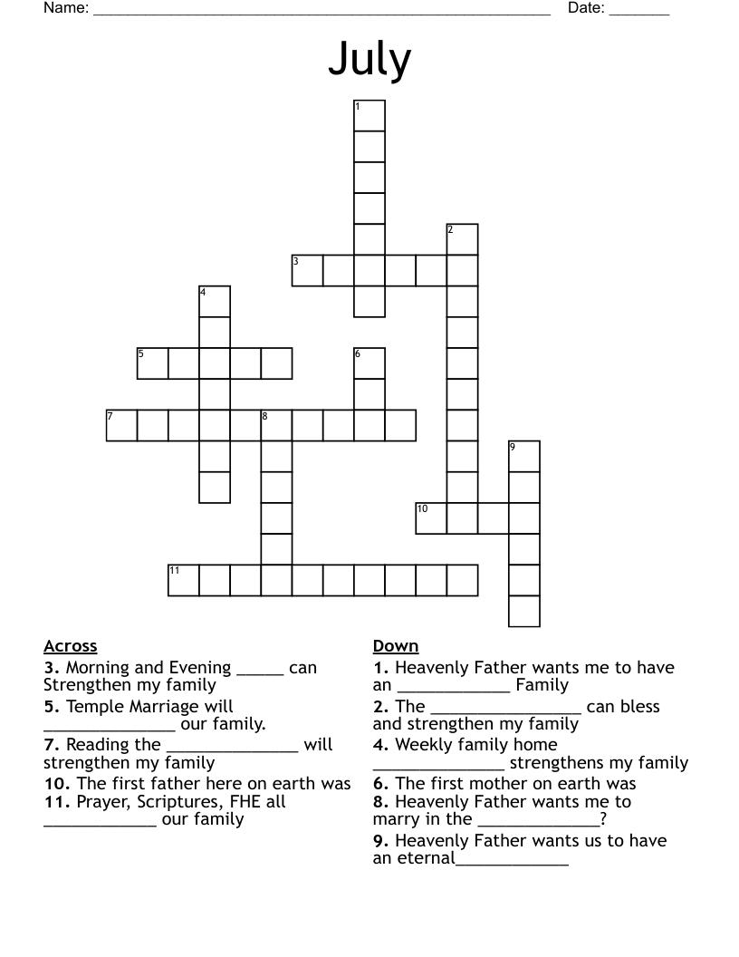 July Crossword