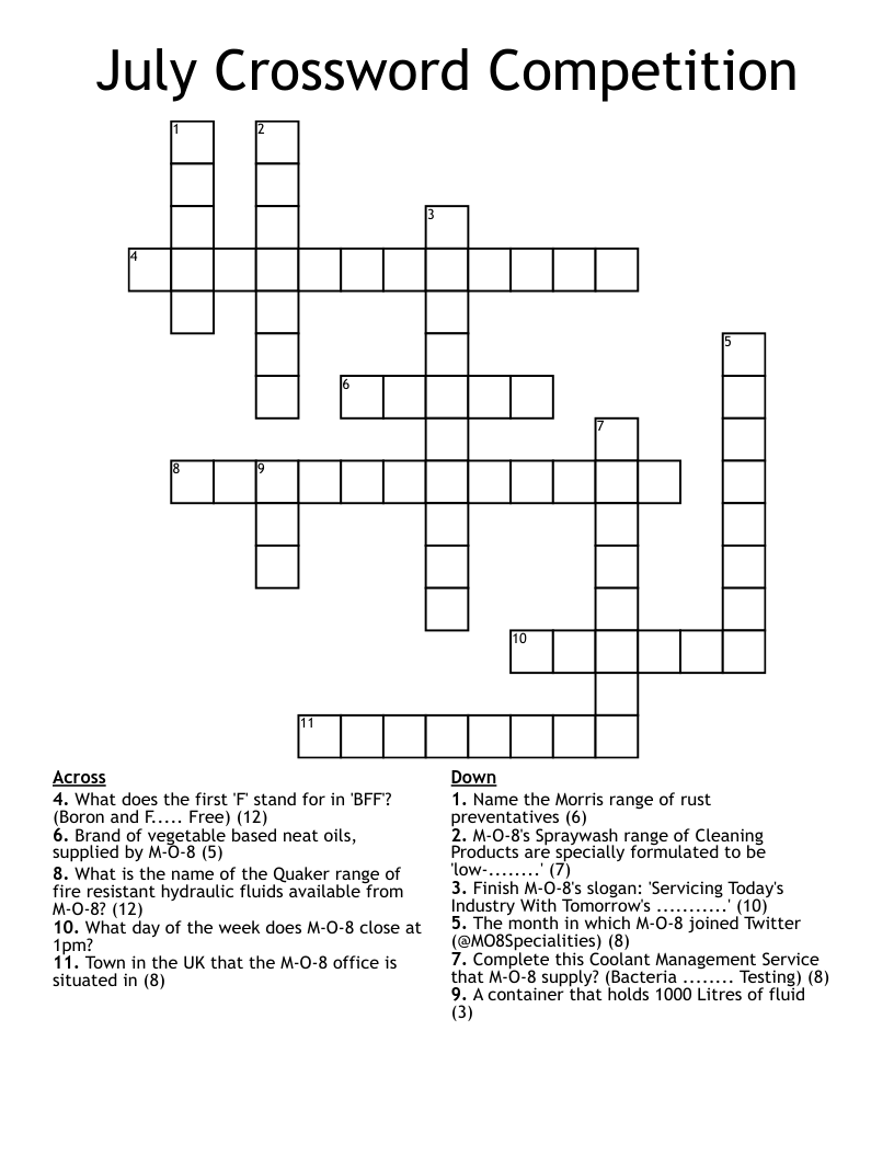 July Crossword Competition