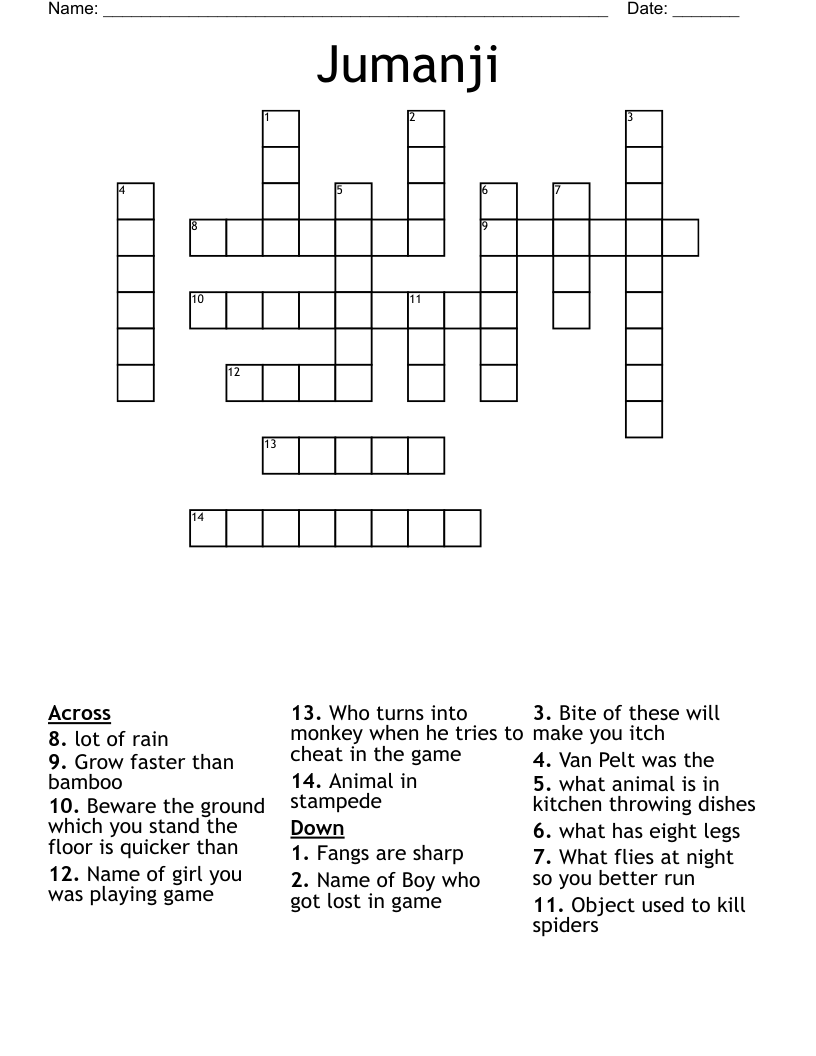 Jumanji Crossword