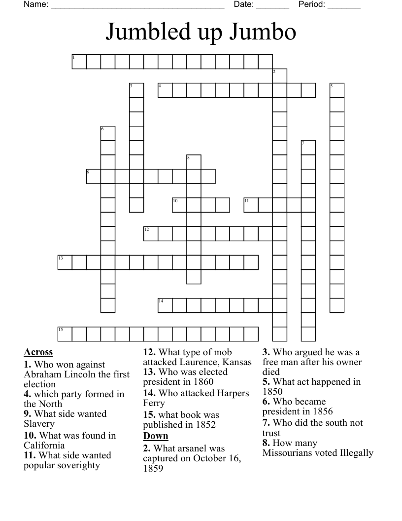 Jumbled up Jumbo Crossword