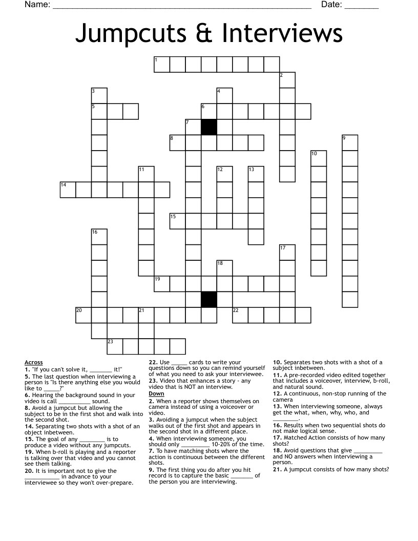 Jumpcuts & Interviews Crossword