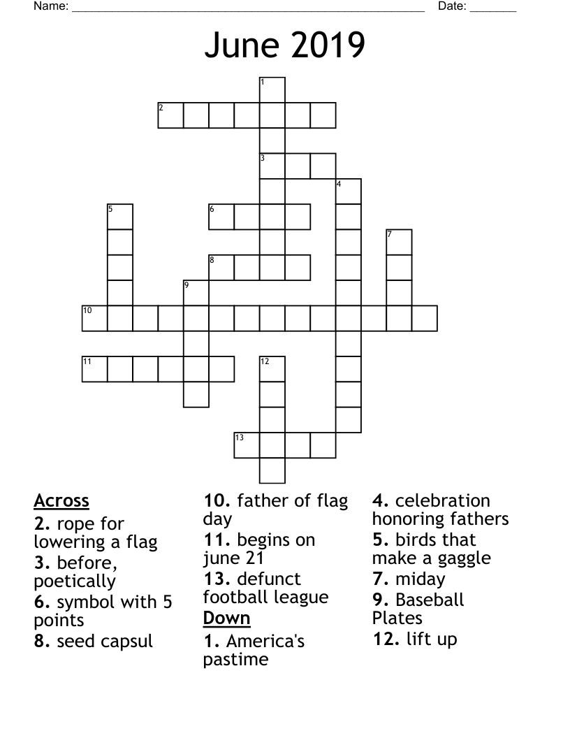 June 2019 Crossword
