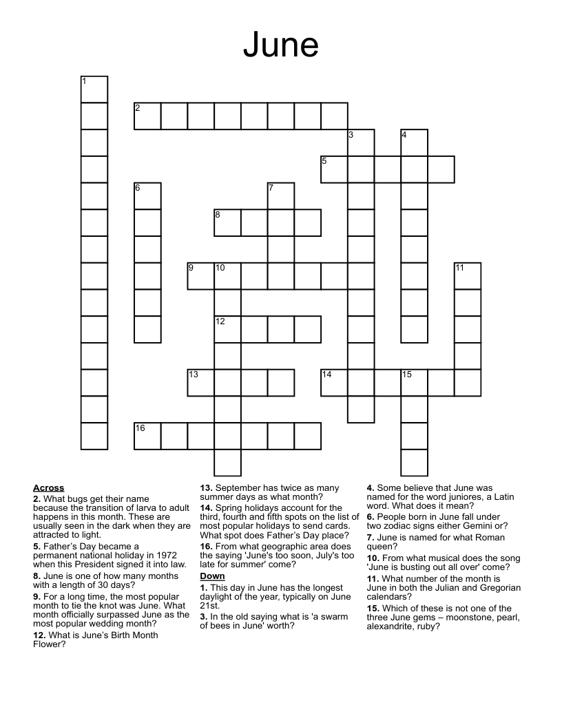 June Crossword