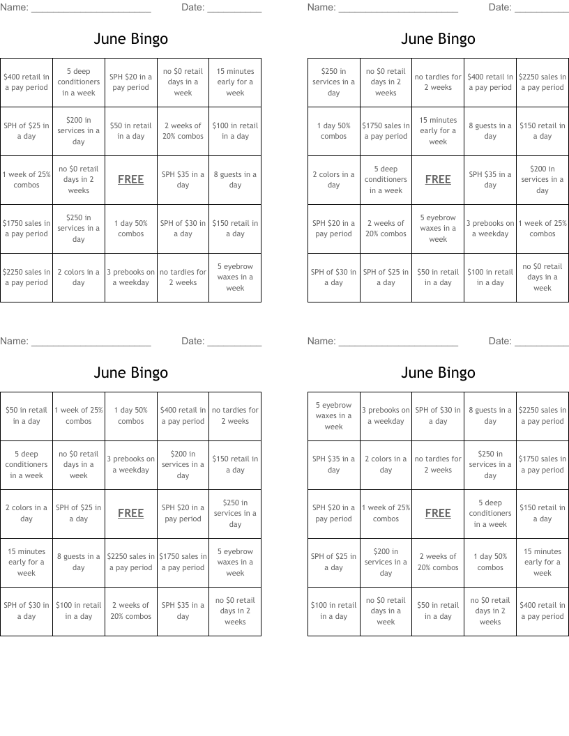 June Bingo