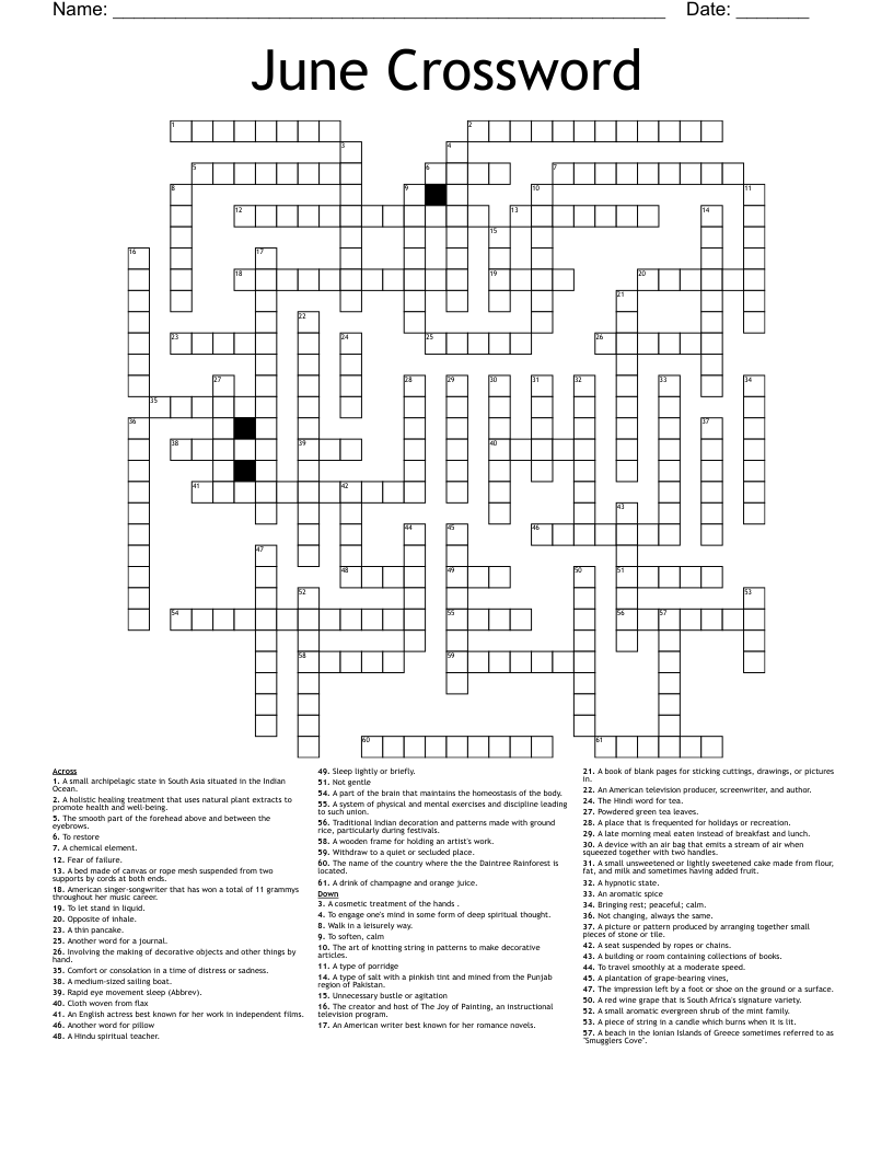 June Crossword 
