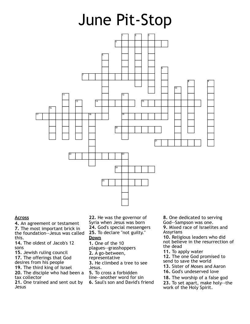 June Pit-Stop Crossword