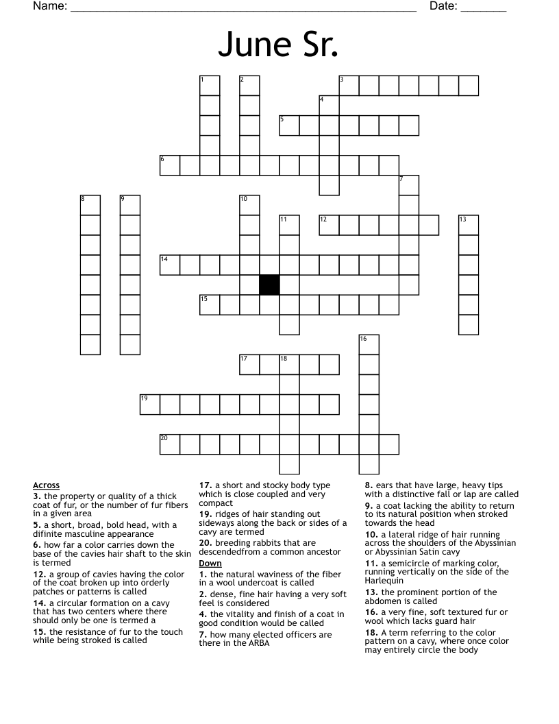 June Sr. Crossword
