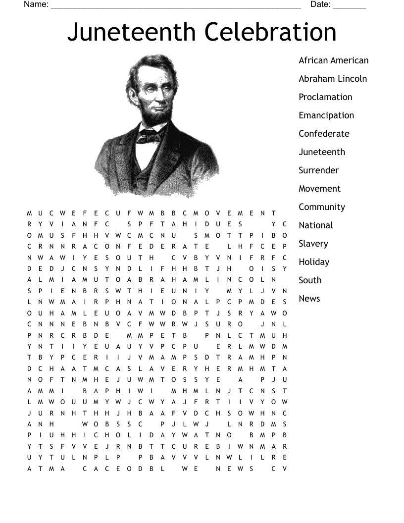 Juneteenth Celebration Word Search