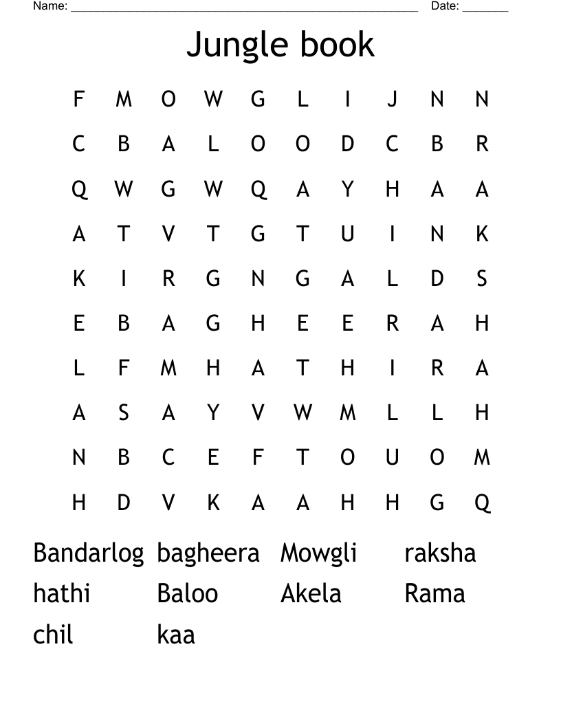 Jungle book Word Search
